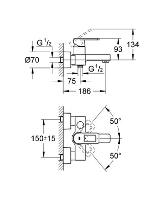 Grohe Quadra egykaros bársony fekete kádcsaptelep 32638 KS0 (32638KS0)