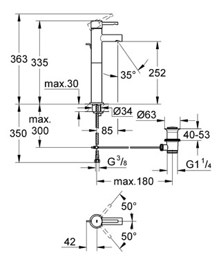 Grohe Essence egykaros magasított mosdócsaptelep 32901 000 (32901000)