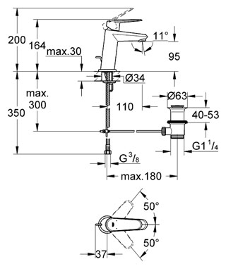 Grohe Eurodisc Cosmopolitan egykaros mosdócsaptelep 23049 002 (23049002)