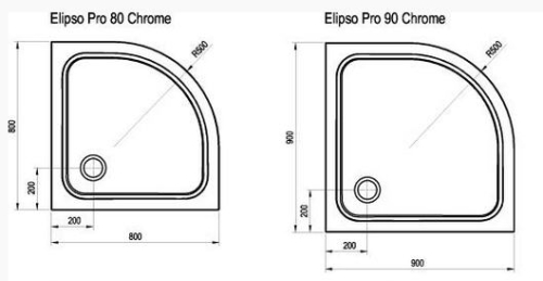 Ravak Galaxy Elipso Pro Chrome negyedköríves öntött műmárvány zuhanytálca (80x80 cm, beépíthető, #XA244401010)