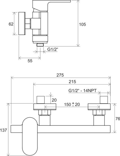 Ravak Chrome fali zuhanycsaptelep zuhanyszett nélkül CR 032.00/150 (X070043)