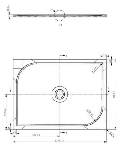 Aqualine Galet 120x90 cm-es szögletes öntöttmárvány zuhanytálca (HQ12090)