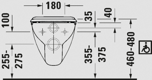 Duravit D-Code mozgáskorlátozott fail wc 22280900002