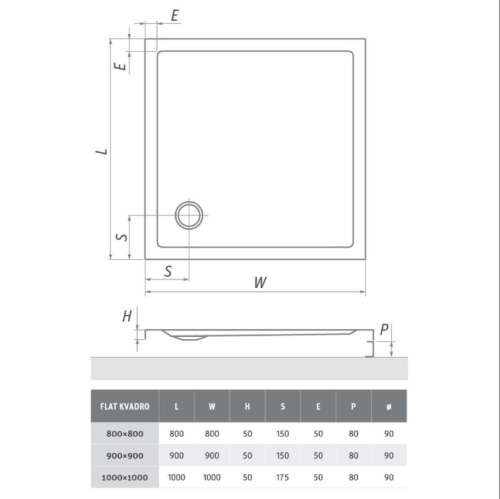 Roltechnik Flat Kvadro téglalap alakú zuhanytálca (120x100 cm, beépíthető, #8000160)