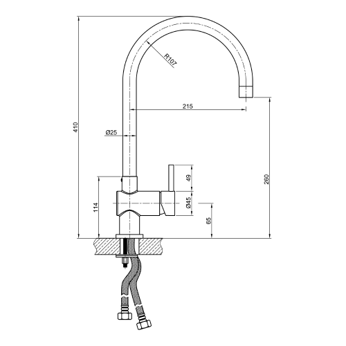 Sapho PE mosogató csaptelep, inox PE015