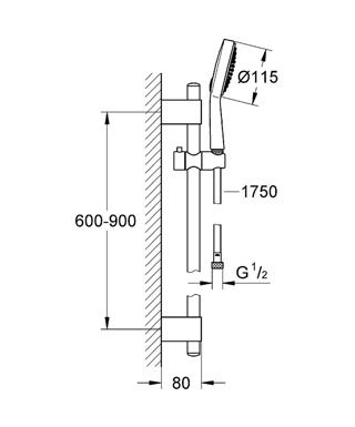 Grohe Power&Soul Cosmopolitan zuhanygarnitúra 90 cm-es zuhanyrúddal 27756 000 (27756000)