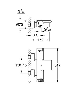 Grohe Grohtherm 2000 termosztátos kádcsaptelep, 1/2  34174 001 (34174001)