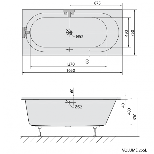 Sapho POLYSAN ASTRA B 165x75 kád, fehér 32611