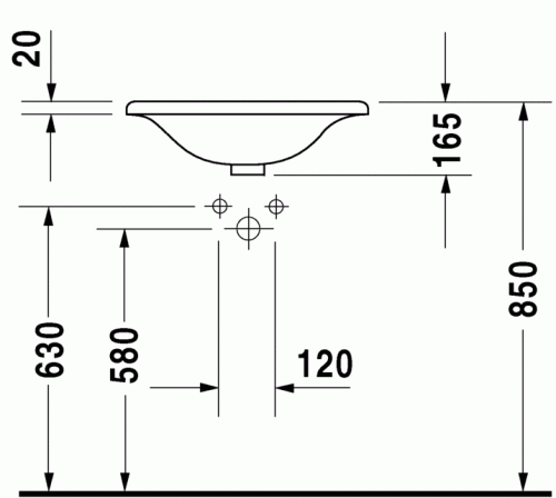 Duravit Starck1 Ø 57 cm beépíthető mosdó 040753 00 00