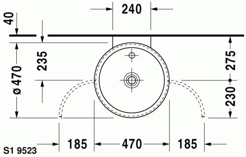 Duravit Starck1 Ø 47 cm bútorral aláépíthető mosdó 0386470000