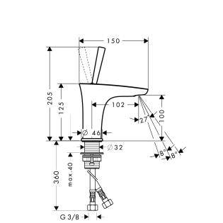 Hansgrohe Puravida egykaros króm/fehér mosdócsaptelep 100 push-open lefolyó-garnitúrával kézmosóhoz 15075 400 (15075400)