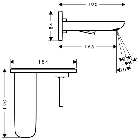 Hansgrohe PuraVida Egykaros falsík alatti króm/fehér mosdócsaptelep 165 mm-es kifolyóval 15084 400 (15084400)