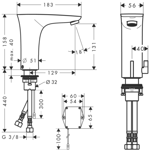 Hansgrohe PuraVida króm/fehér elektronikus mosdócsaptelep hőmérséklet-szabályozóval, 230 V hálózati csatlakozással 15172 400 (15172400)