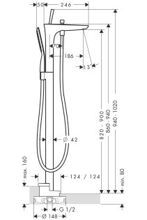 Hansgrohe PuraVida egykaros, króm/fehér szabadonálló kádcsaptelep 15473 400 (15473400)