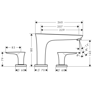 Hansgrohe PuraVida 3-lyukú peremre szerelhető króm kádcsaptelepek 15448 000 (15448000)