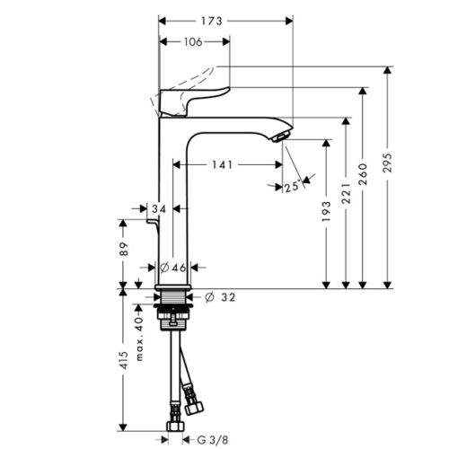 Hansgrohe Metris egykaros magasított mosdócsaptelep 200 31183 000 (31183000)