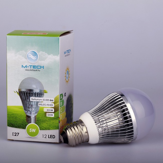 M-Tech E27 Global 16 LED SMD 7W, High Power, 230V, 500Lm Meleg Fehér 3000K, Dimmable MTL462 led izzó