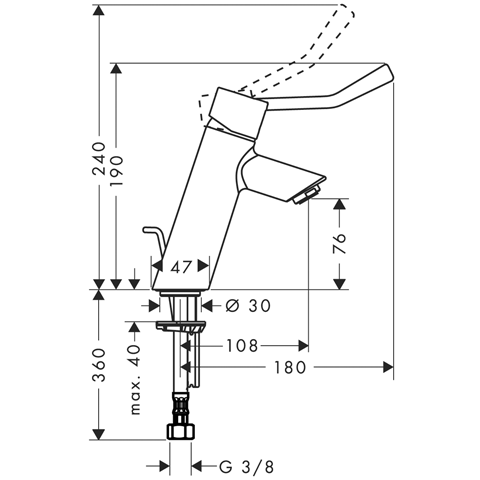 Hansgrohe Talis egykaros orvosi mosdócsaptelep 80 extra hosszú fogantyúval 32035 000 (32035000)