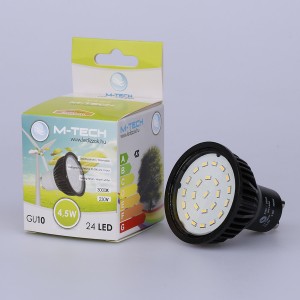 M-Tech GU10 Spot 24 LED SMD, 230V, 5W, 290Lm Meleg Fehér 3000K, 3014, MTL467 led izzó