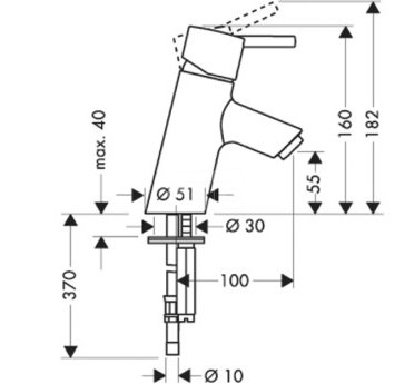 Hansgrohe Talis S 32031 000 mosdó csaptelep lefolyó-garnitúra nélkül (32031000)