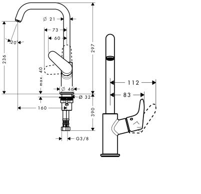 Hansgrohe Focus Egykaros magasított mosdócsaptelep 240 120°-ban elforgatható kifolyóval lefolyó-garnitúra nélkül 31519 000 (31519000)