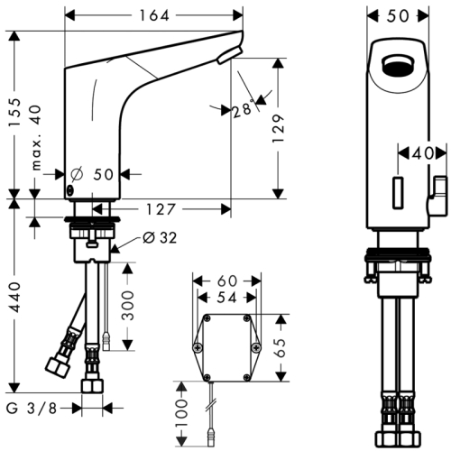 Hansgrohe Focus Elektronikus mosdócsaptelep hőmérsékletszabályzóval, 230 V-os hálózati csatlakozással 31173 000 (31173000)