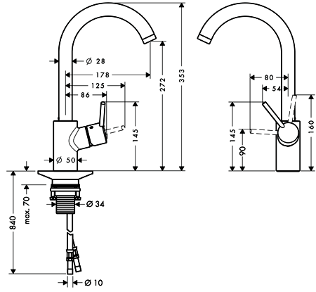 Hansgrohe Talis S2 Variarc króm mosogató csaptelep elektromos, átfolyós vízmelegítőkhöz 14873 000 (14873000)