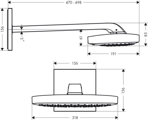 Hansgrohe Raindance Select E 300 3jet króm fejzuhany 390 mm-es zuhanykarral, DN15 26468 000 (26468000)