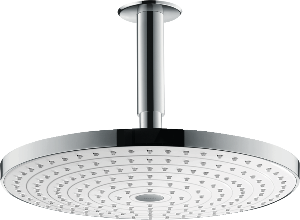 Hansgrohe Raindance Select S 300 2jet fehér/króm fejzuhany 100 mm mennyezeti csatlakozóval 27337 400 (27337400)