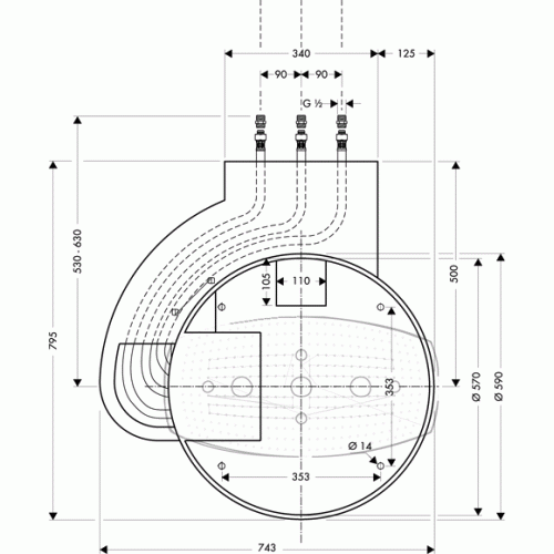 Hansgrohe Alaptest Raindance Rainmaker Ø 600mm Air 3jet fejzuhanyhoz, mennyezeti szereléshez 28412 180 (28412180)