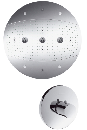 Hansgrohe Raindance Rainmaker Ø 600mm Air 3jet fejzuhany világító szettel + Ecostat S termosztátos highflow csaptelep 28404 000 (28404000)