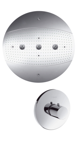 Hansgrohe Raindance Rainmaker Ø 600mm Air 3jet fejzuhany világítás nélkül+ Ecostat S termosztátos highflow csaptelep 28403 000 (28403000)