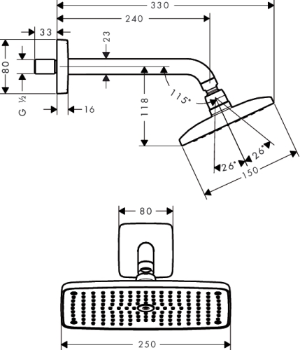 Hansgrohe Raindance E 240 AIR 1jet fejzuhany 240 mm-es zuhanykarral 27370 000 (27370000)