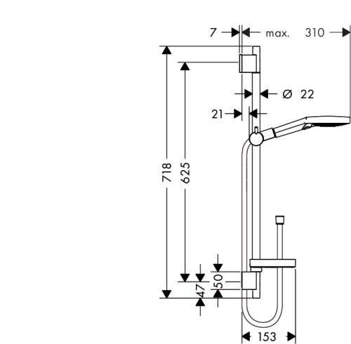 Hansgrohe Raindance Select S 120/Unica S Puro fehér/króm zuhanyszett, 0,65 m 26630 400 (26630400)