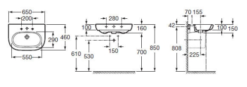 Roca Meridian 65x46 cm-es fali mosdó 7327241000 (A327241000)