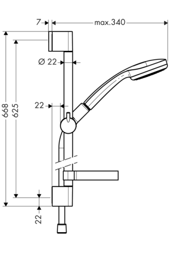 Hansgrohe Croma 100 1jet/Unica’C zuhanyszett 0,65 m EcoSmart 9 l/perc 27742 000 (27742000)