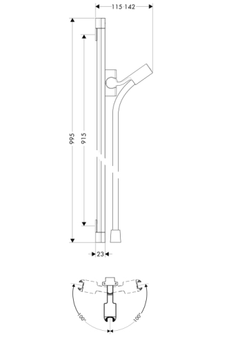 Hansgrohe PuraVida Unica zuhanyrúd 0.90 m 27844 000 (27844000)