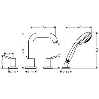 Hansgrohe Focus S 4-lyukú peremre szerelhető kádcsaptelep 31758 000 (31758000)