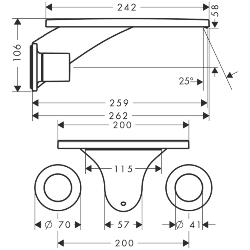 Axor Massaud  3-lyukú falsík alatti mosdócsaptelep 262 mm hosszú kifolyóval, fali szereléshez 18115 000 (18115000)