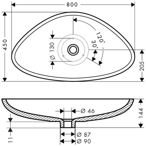 Axor Massaud ráültethető mosdótál 800 mm 42300 000 (42300000)