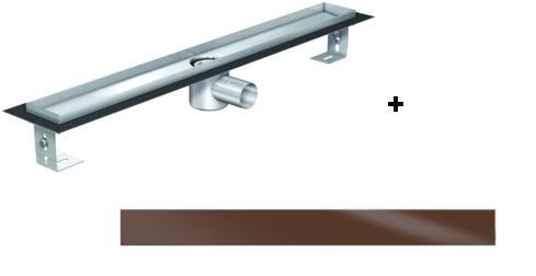 ACO. EXCLUSIVE alacsony (79 mm) zuhanyfolyóka + barna üveg fedlap 800mm hosszú (0153.76.45 + 9010.56.83)