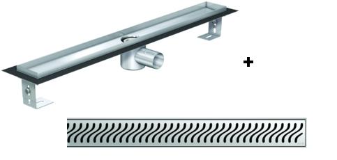 ACO EXCLUSIVE alacsony (79 mm) zuhanyfolyóka + zászló rács 900mm hosszú (0153.76.46  + 0153.73.71)