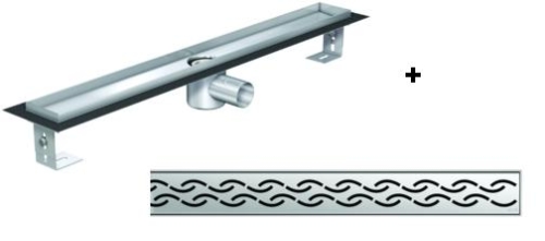 ACO EXCLUSIVE alacsony (79 mm) zuhanyfolyóka + lánc rács 900mm hosszú (0153.76.46  + 9010.55.95)