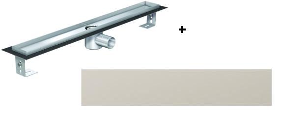 ACO EXCLUSIVE alacsony (79 mm) zuhanyfolyóka + bézs kő fedlap 900mm hosszú (0153.76.46 + 9010.57.44)
