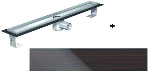 ACO EXCLUSIVE alacsony (79 mm) zuhanyfolyóka + wenge üveg fedlap 1000mm hosszú (0153.76.47 + 9010.57.30)