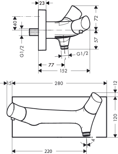 Hansgrohe AXOR Starck Organic Termosztátos zuhanycsaptelep falsíkon kívüli szereléshez 12602000