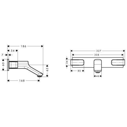 Hansgrohe AXOR Urquiola 3-lyukú mosdócsaptelep színkészlet falsík alatti szereléshez, 168 mm kifolyóval 11042000