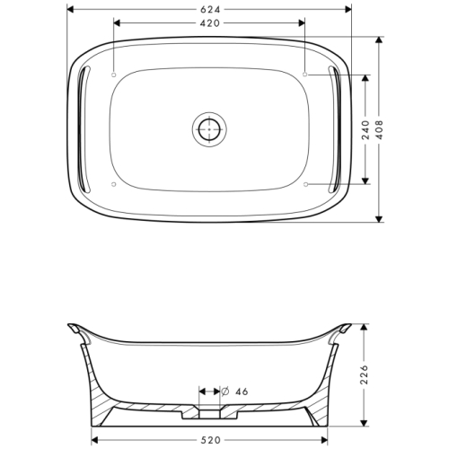 Hansgrohe AXOR Urquiola Mosdótál 625 x 408 mm 11300000