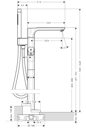 Hansgrohe AXOR Urquiola Termosztátos kádcsaptelep , szabadonálló 11422000