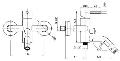 Sapho Minimal kádtöltő csaptelep zuhanyszett nélkül, inox (MI010)